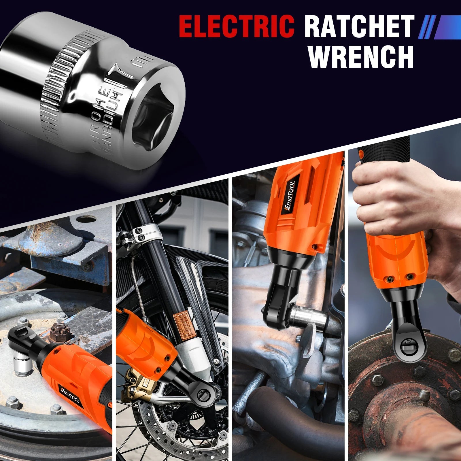 Cordless Electric Ratchet Wrench 12V - 3/8" with 2 Batteries and Sockets