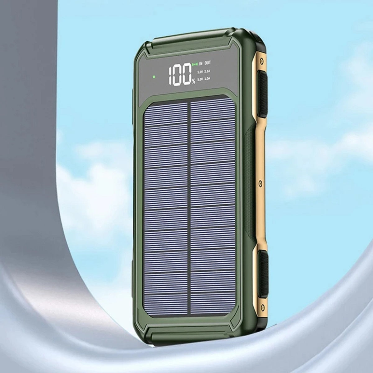 4-in-1 Solar Power Bank - Fast Charging Mobile Battery with LED Light