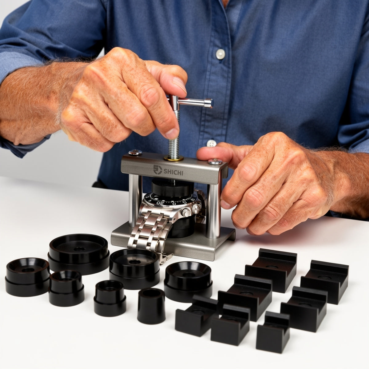 Watch Case Press Tool Set - 18-Piece Back Closing Fitting Dies Kit