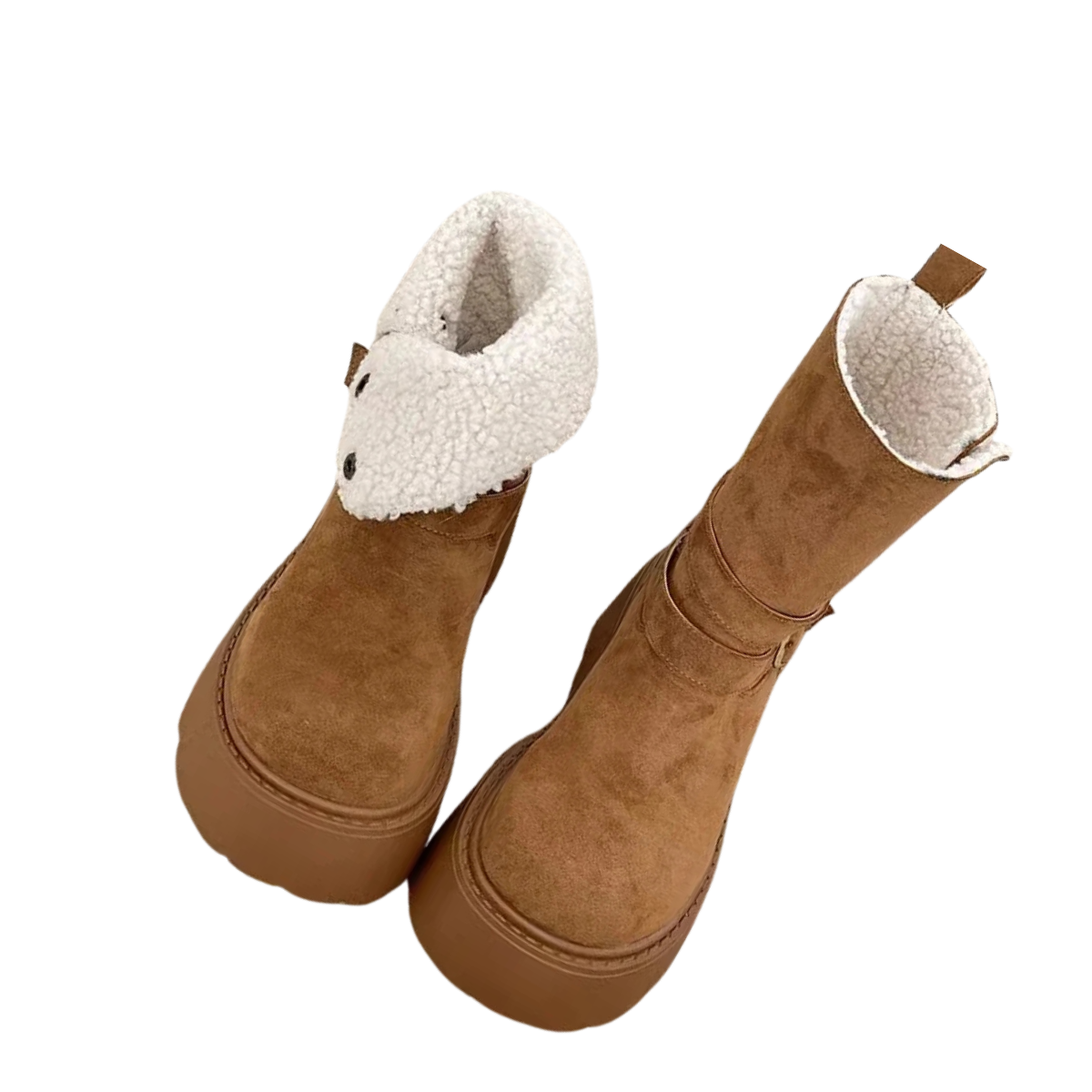 Women's Platform Snow Boots - Thick Bottom Fur Lined Outdoor Shoes