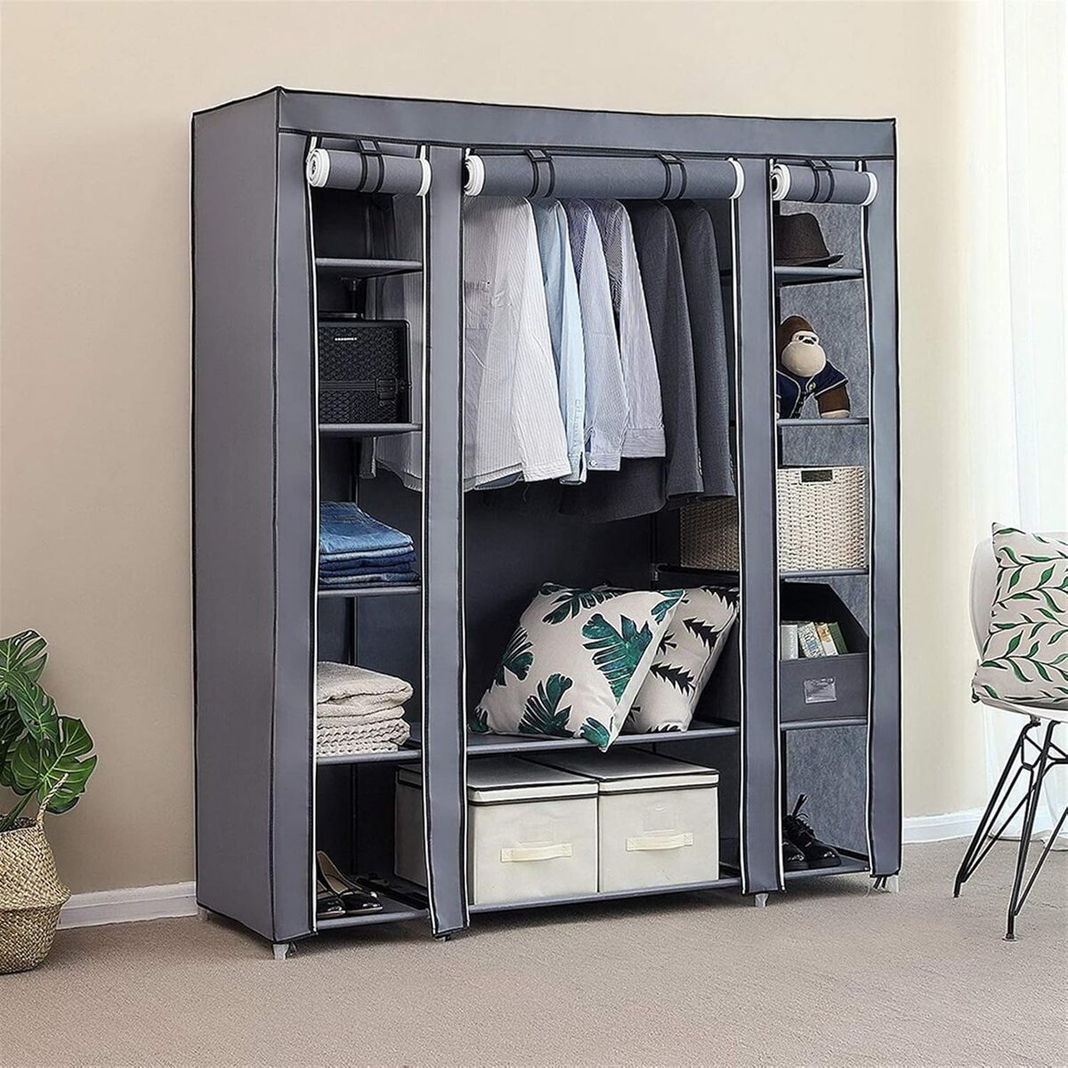 Portable Wardrobe - Non-Woven Fabric Storage Closet with Shelves
