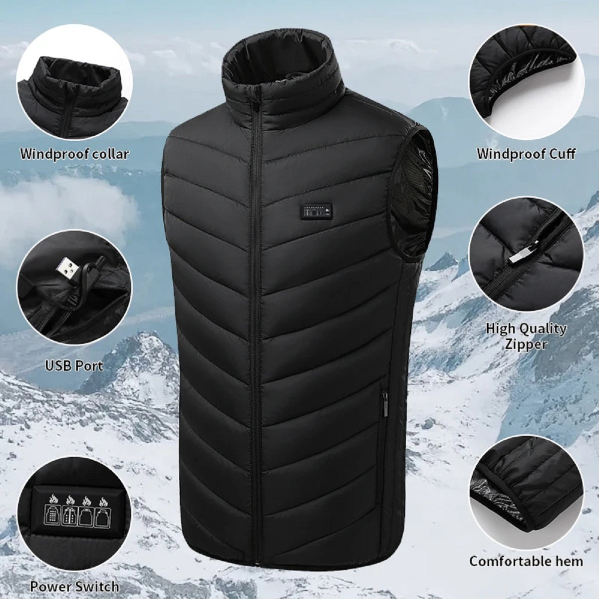 USB Heated Jacket Vest - Winter Electric Thermal Wear for Men and Women
