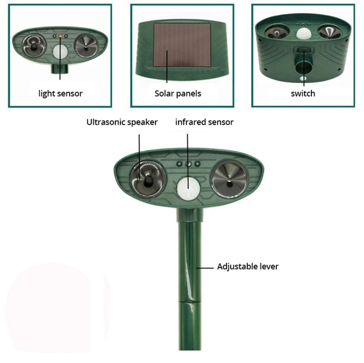 Solar Ultrasonic Animal Repellent - Waterproof Garden Deterrent for Cats & Dogs