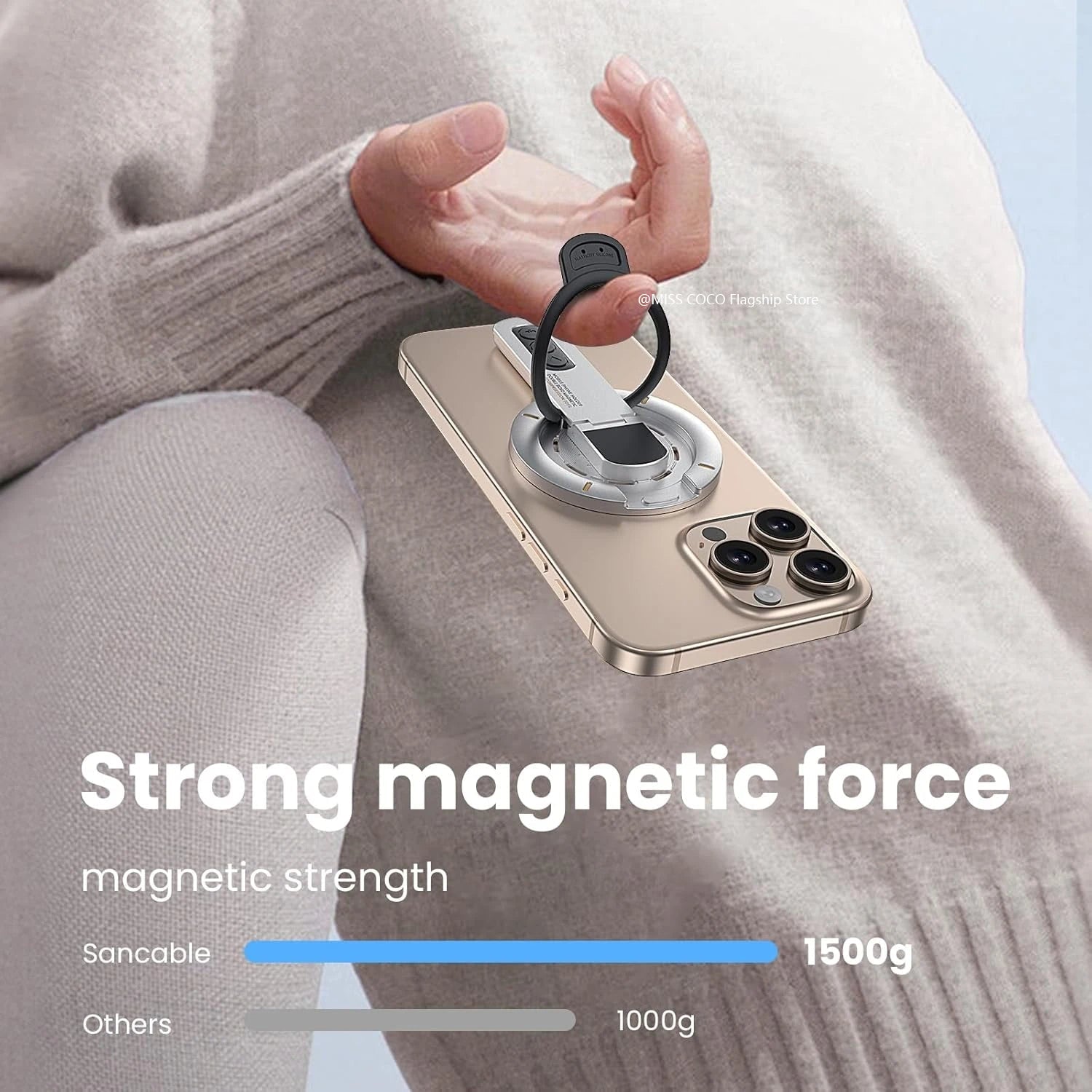 3-In-1 Magnetic Phone Grip Stand - Double-Sided Ring Holder for iPhone