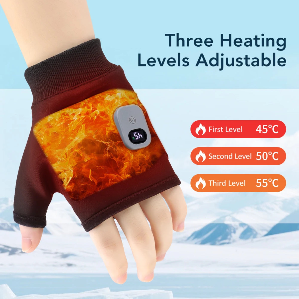Touchscreen Heated Gloves - USB Rechargeable Fingerless Hand Warmers