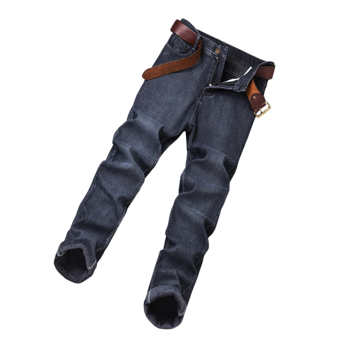 Men's Winter Fleece-Lined Jeans - Thermal Stretch Flannel Denim