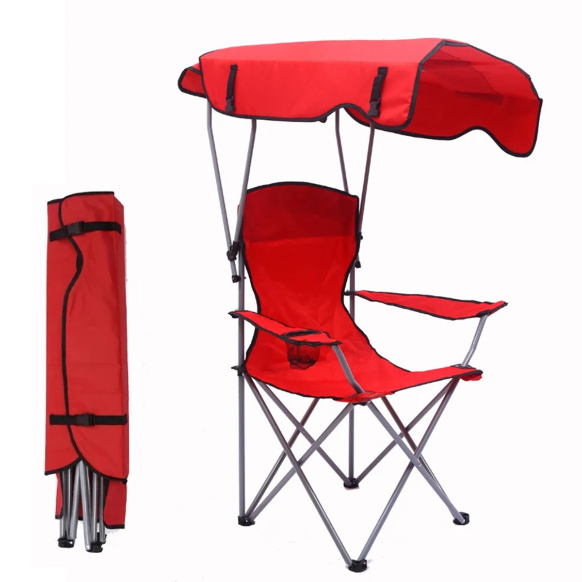 All-in-One Folding Camp Chair with Shade - Outdoor Chair for Hiking Beach & Fishing