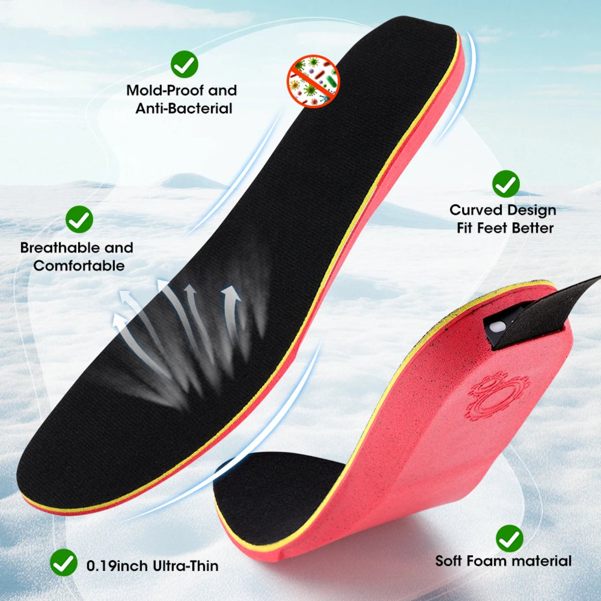 App-Controlled Heated Insoles - Electric Warming Pads with Adjustable Temperature