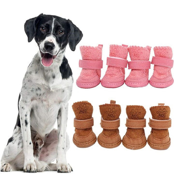 Dog Winter Shoes - Warm Anti-Slip Snow Boots for Small and Medium Pets