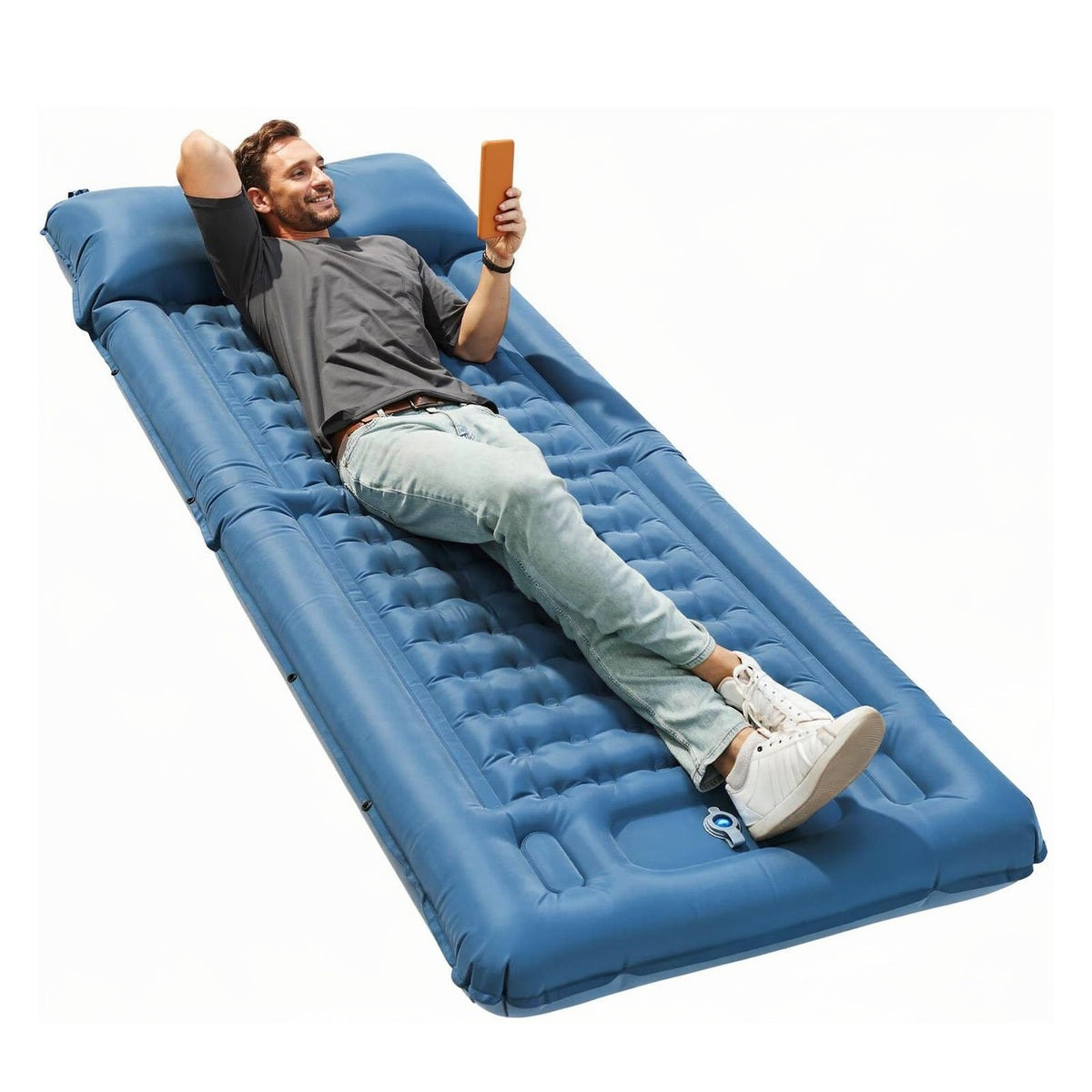 Self-Inflating Camping Mattress - Ultralight Air Mat with Built-In Pump