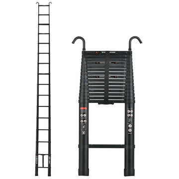 20.3 ft Telescopic Ladder - 14-Step Aluminium Extension with Hooks