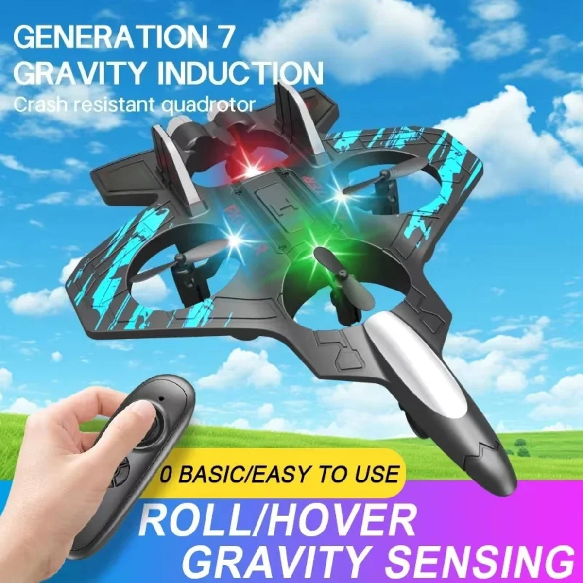 2.4G RC Foam Glider Aircraft - Remote Control Stunt Plane with LED Lights