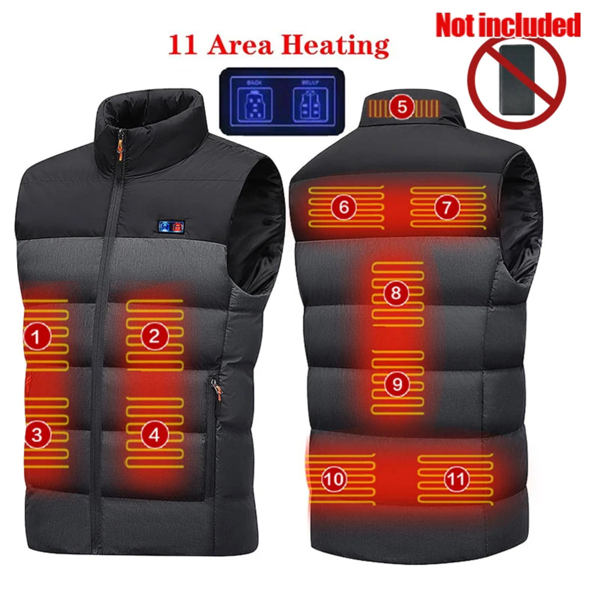 Smart Heated Vest - 11-Zone Electric Winter Sleeveless Jacket