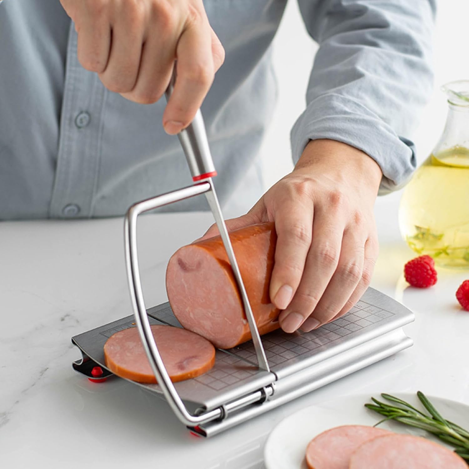 Stainless Steel Cheese Slicer - Multipurpose Cutter with Size Scale