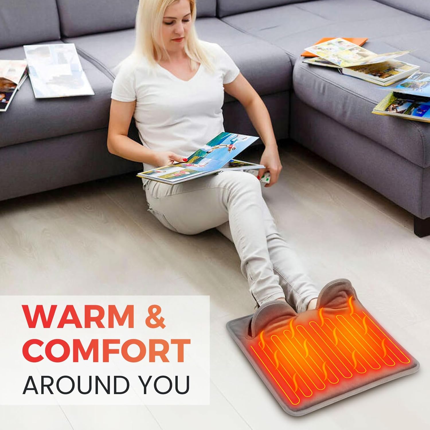 Heated Foot Warmer - Electric Heating Pad Cushion for Men and Women