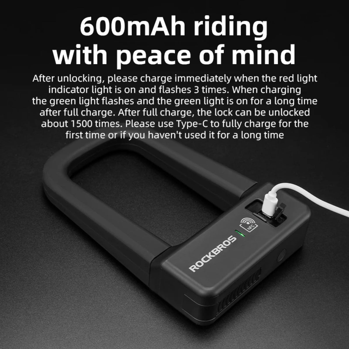 Smart Bike Lock - NFC U-Shape Aluminium Alloy Waterproof Anti-Theft
