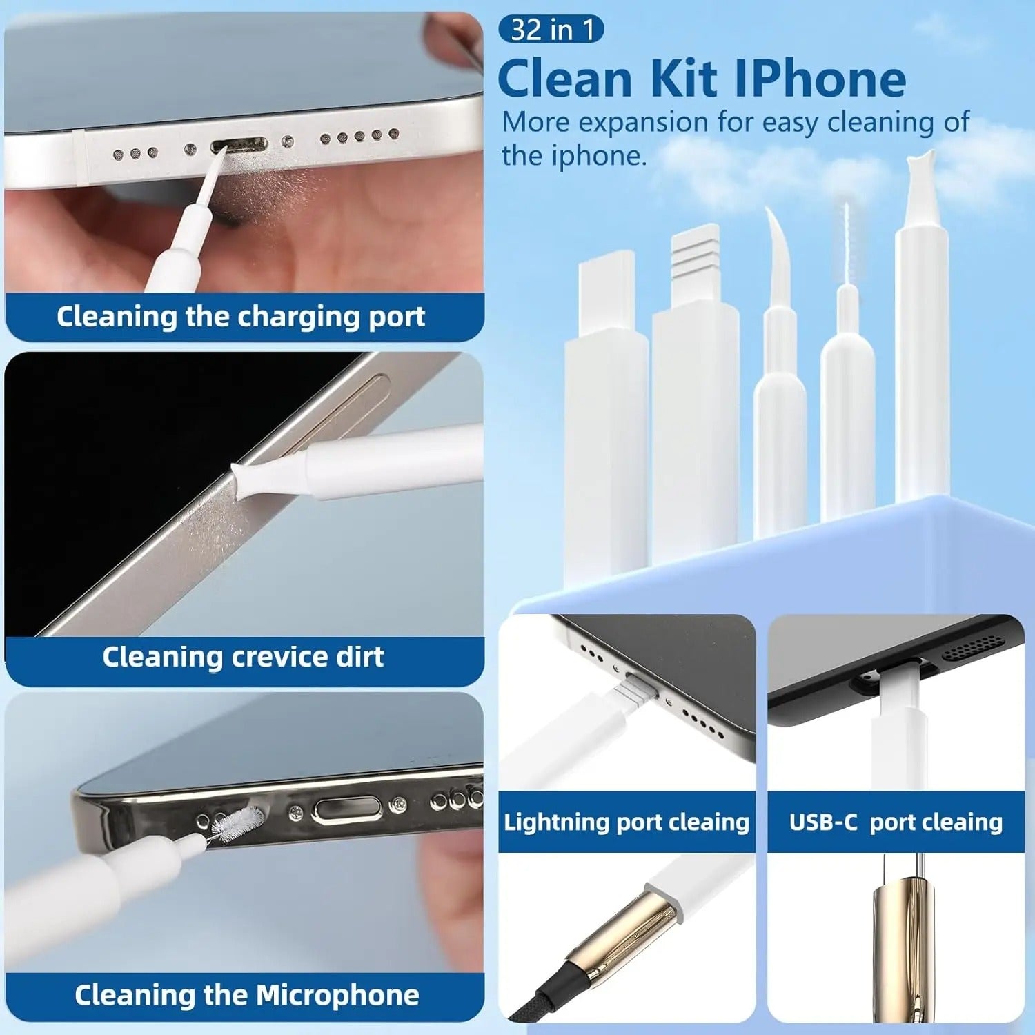 32-In-1 Electronics Cleaning Kit - Laptop Phone Keyboard and Headphones
