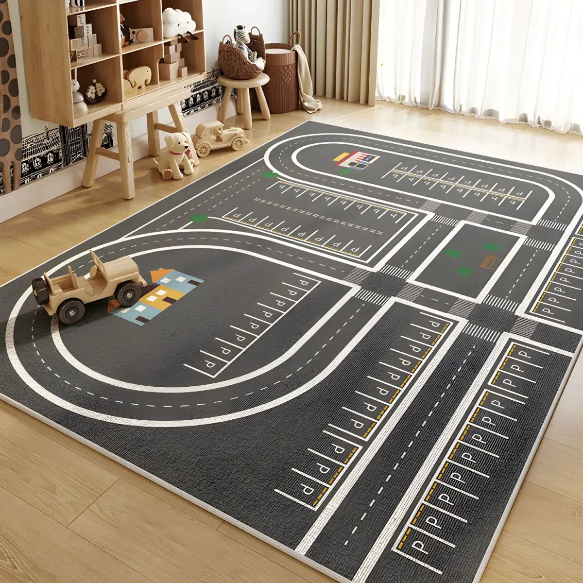 Parking Lot Play Mat - Kids' Reading Crawling Carpet for Area