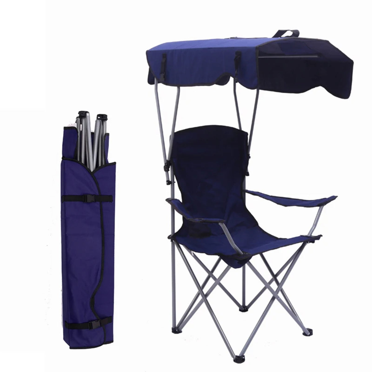 All-in-One Folding Camp Chair with Shade - Outdoor Chair for Hiking Beach & Fishing