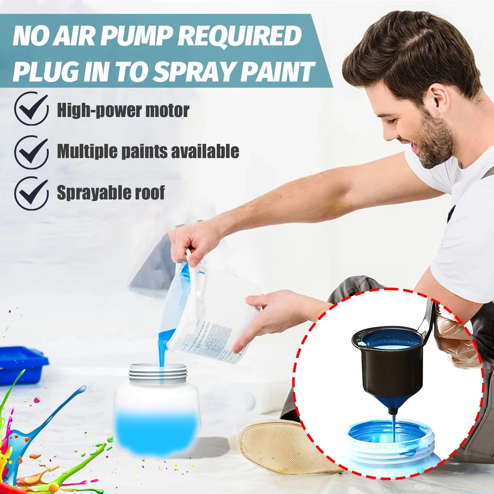 Cordless Paint Sprayer - 2 Battery HVLP 33.8 ounce Spray Gun for Makita 18V