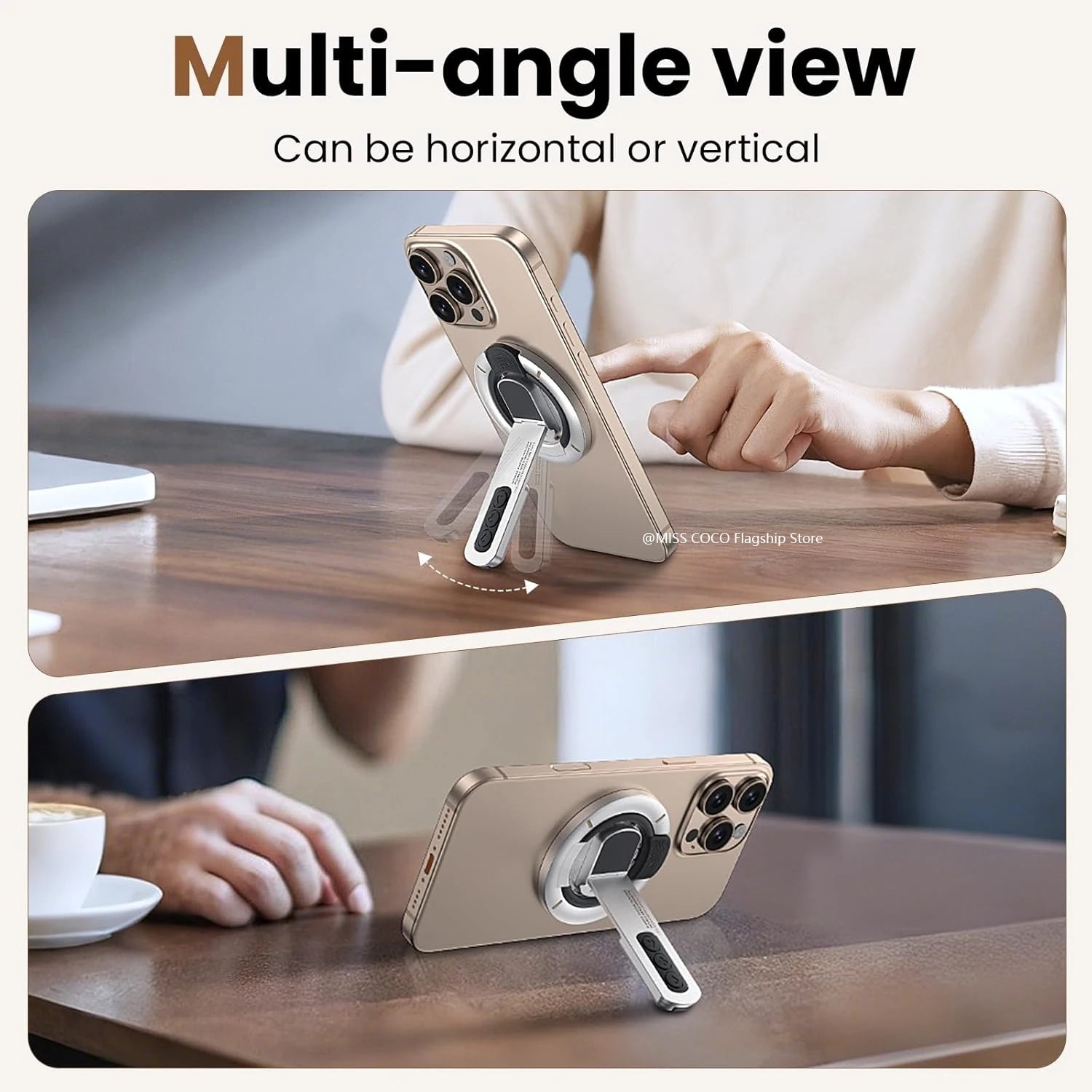 3-In-1 Magnetic Phone Grip Stand - Double-Sided Ring Holder for iPhone