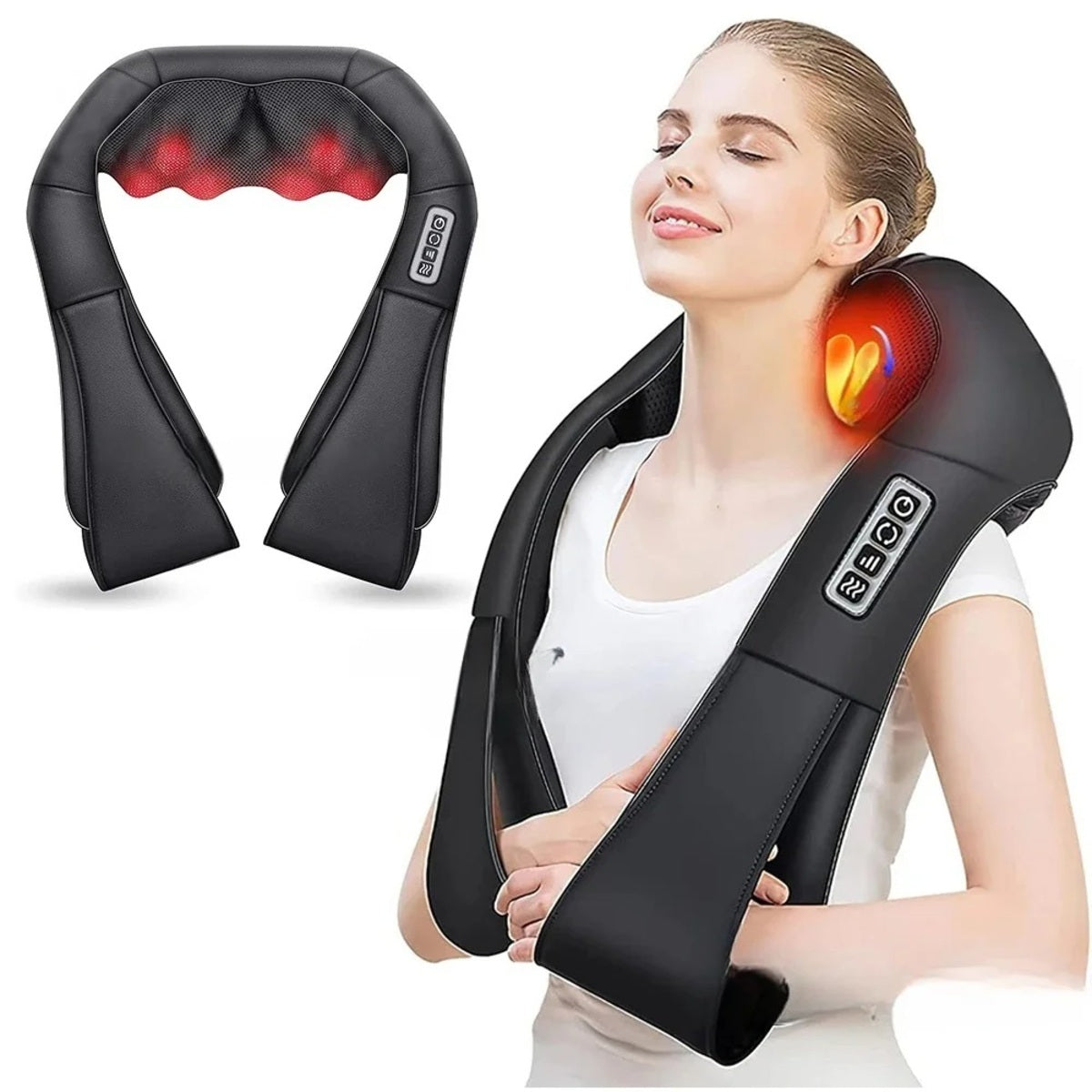 Shiatsu Neck and Shoulder Massager - Heated Kneading Back Massage Device