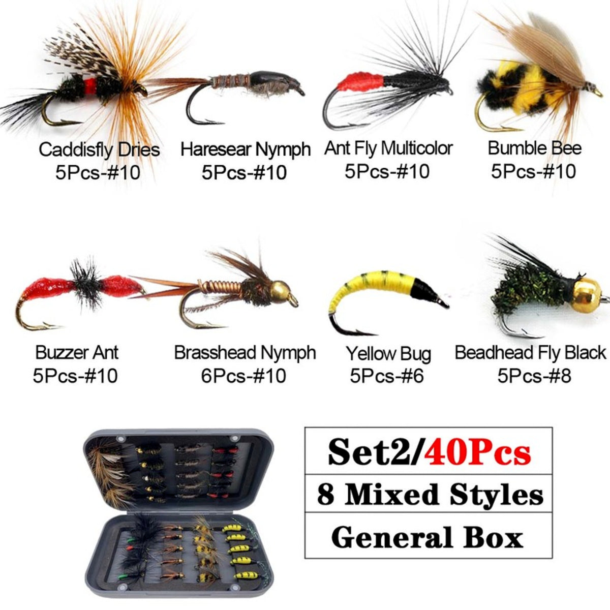 Trout Fly Fishing Lure Set - 32-112 Pcs Dry Wet Flies with Fly Box