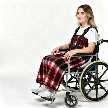Wheelchair Blanket with Harness - Adjustable Anti-Slip Fleece Lap