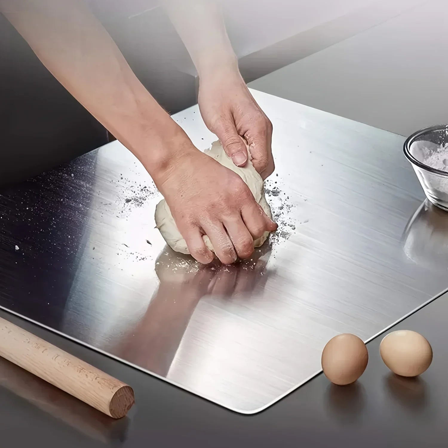 L-Shaped Stainless Steel Cutting Board - Foldable Space-Saving Kitchen