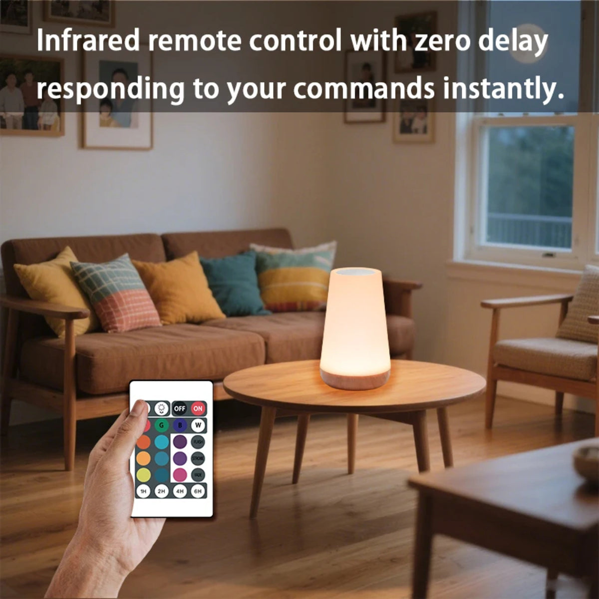 Bedside Table Lamp - USB Rechargeable Night Light with Remote and Dimming