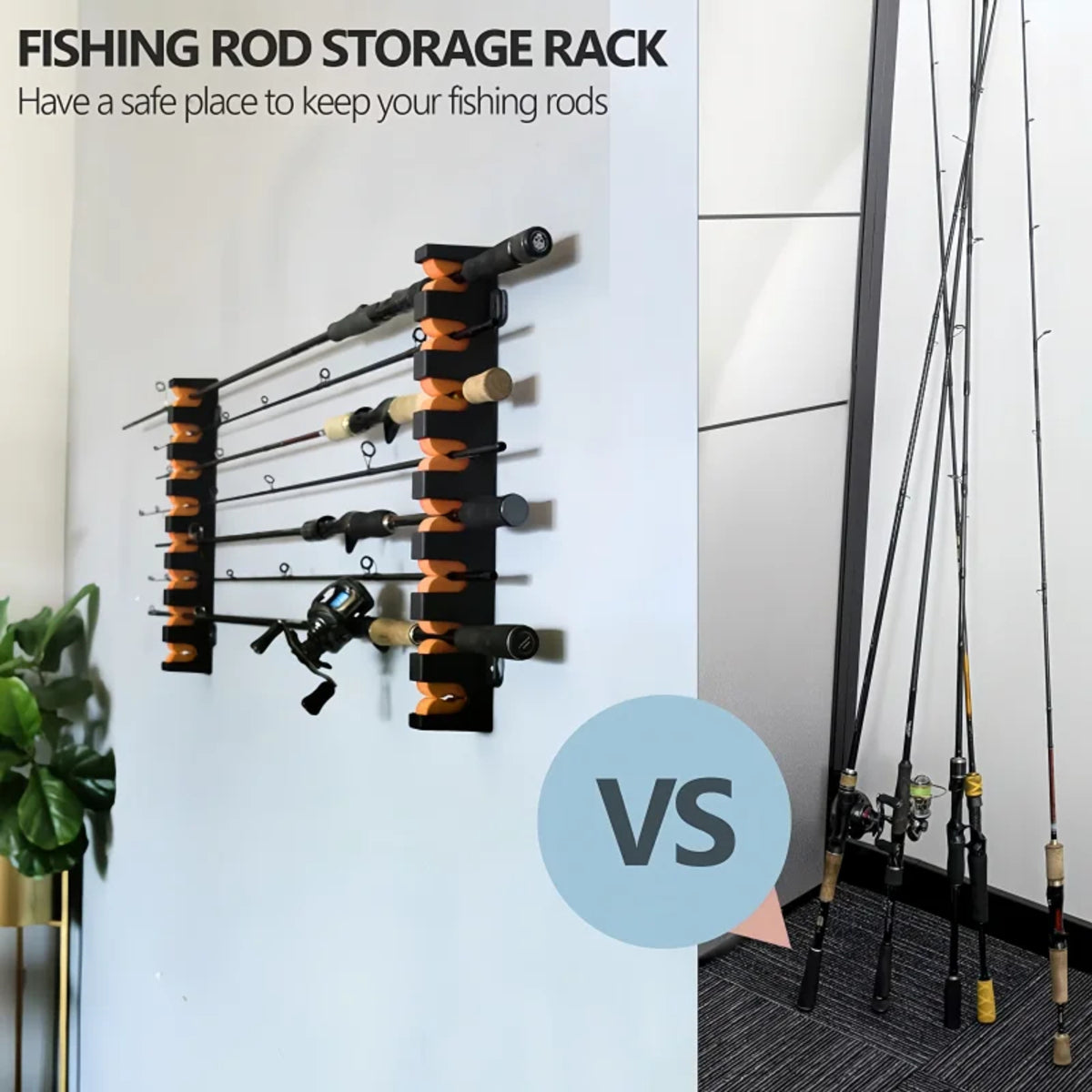 Fishing Rod Holder Rack - Wall Mount Storage for 16 Rods