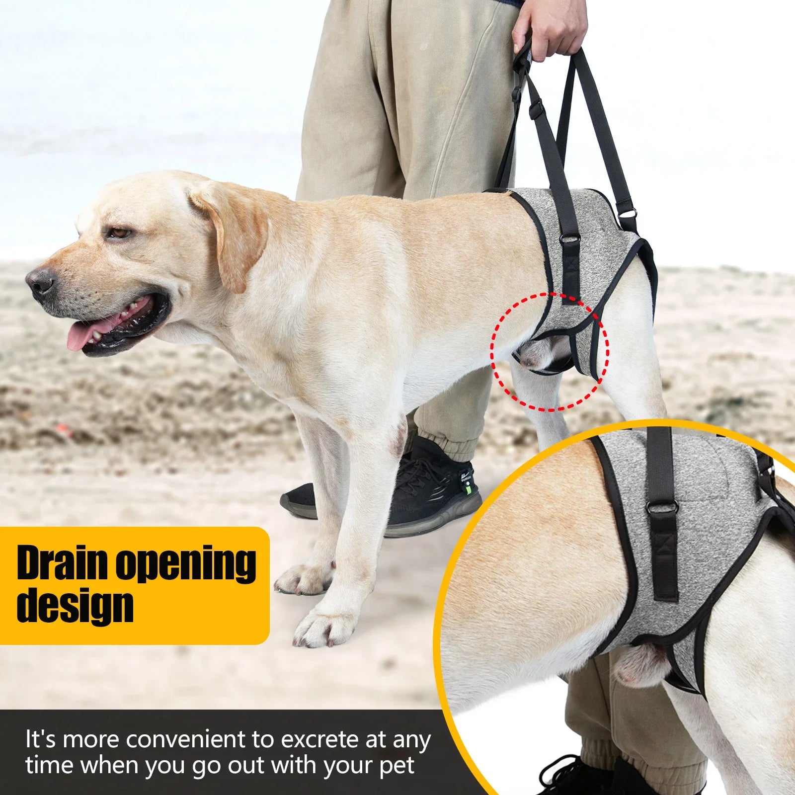 Adjustable Dog Rear Lift Harness - Soft Padded Back Leg Support Sling for Large Dogs