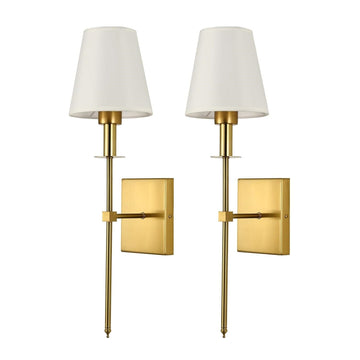 Vintage Industrial Wall Lamps with White Fabric Shade