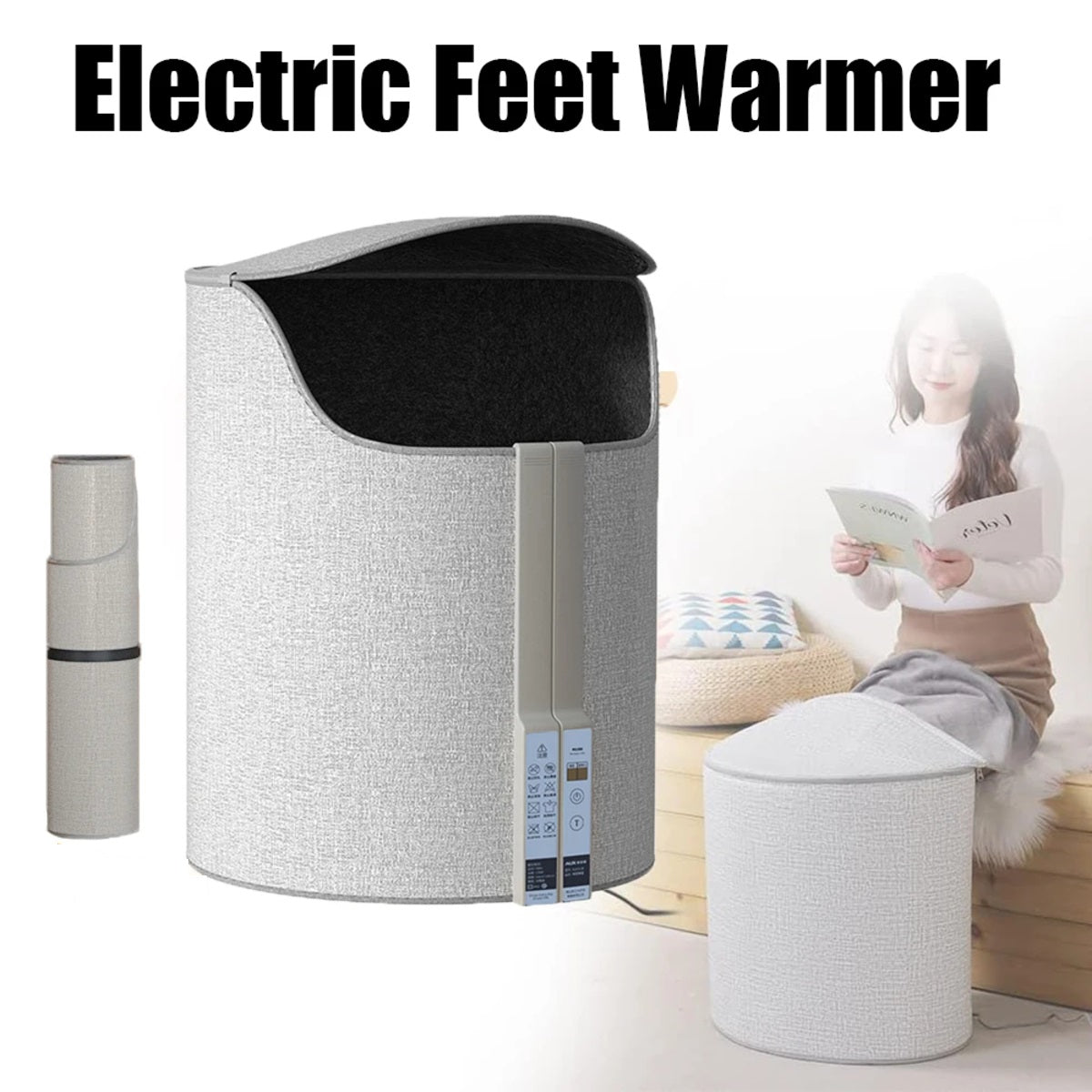 Folding Electric Foot Heater - Adjustable Thermostat Warm Cushion