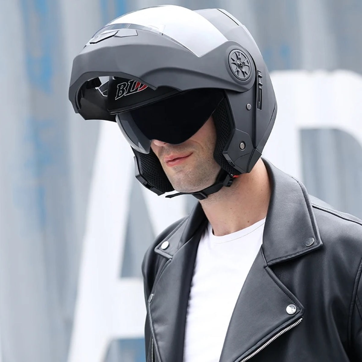 Dual-Lens Flip-Up Motorcycle Helmet - Full Face Modular Motocross