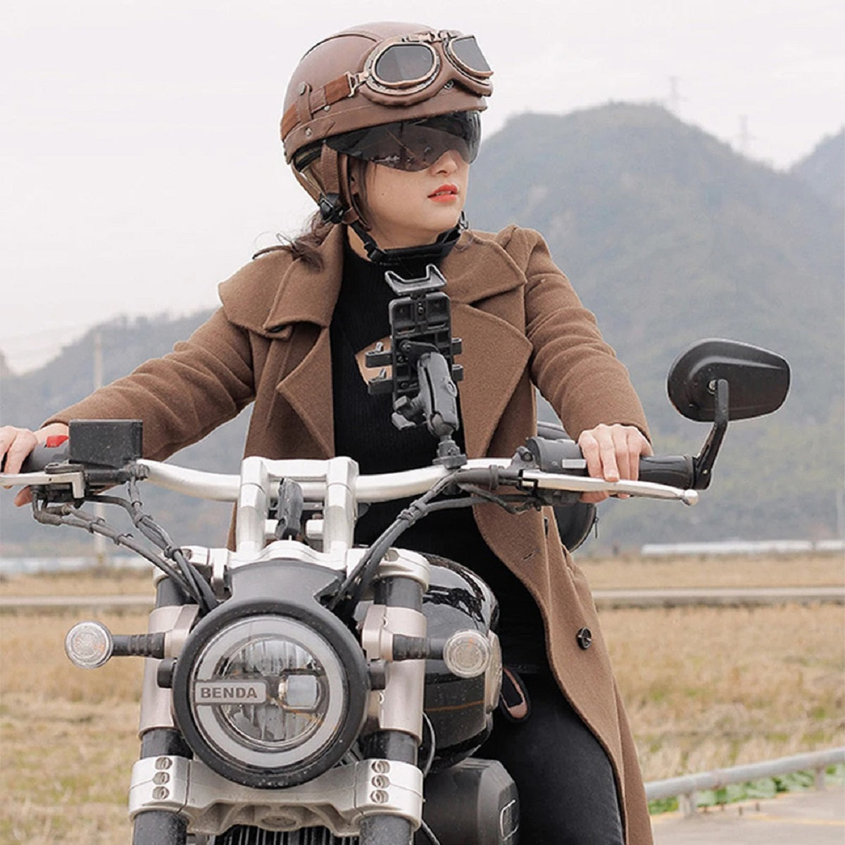 Retro Half Motorcycle Helmet - Unisex Scooter Helmet with HD Lens for All Seasons