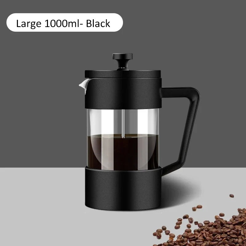 French Press Coffee Maker - Thick Borosilicate Glass Hand Brew Pot