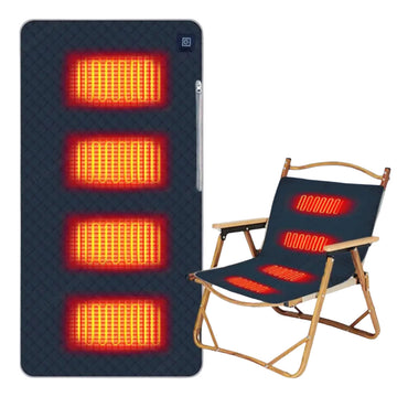 USB 4-Zone Heated Camping Chair Mat - Portable Warm Cushion
