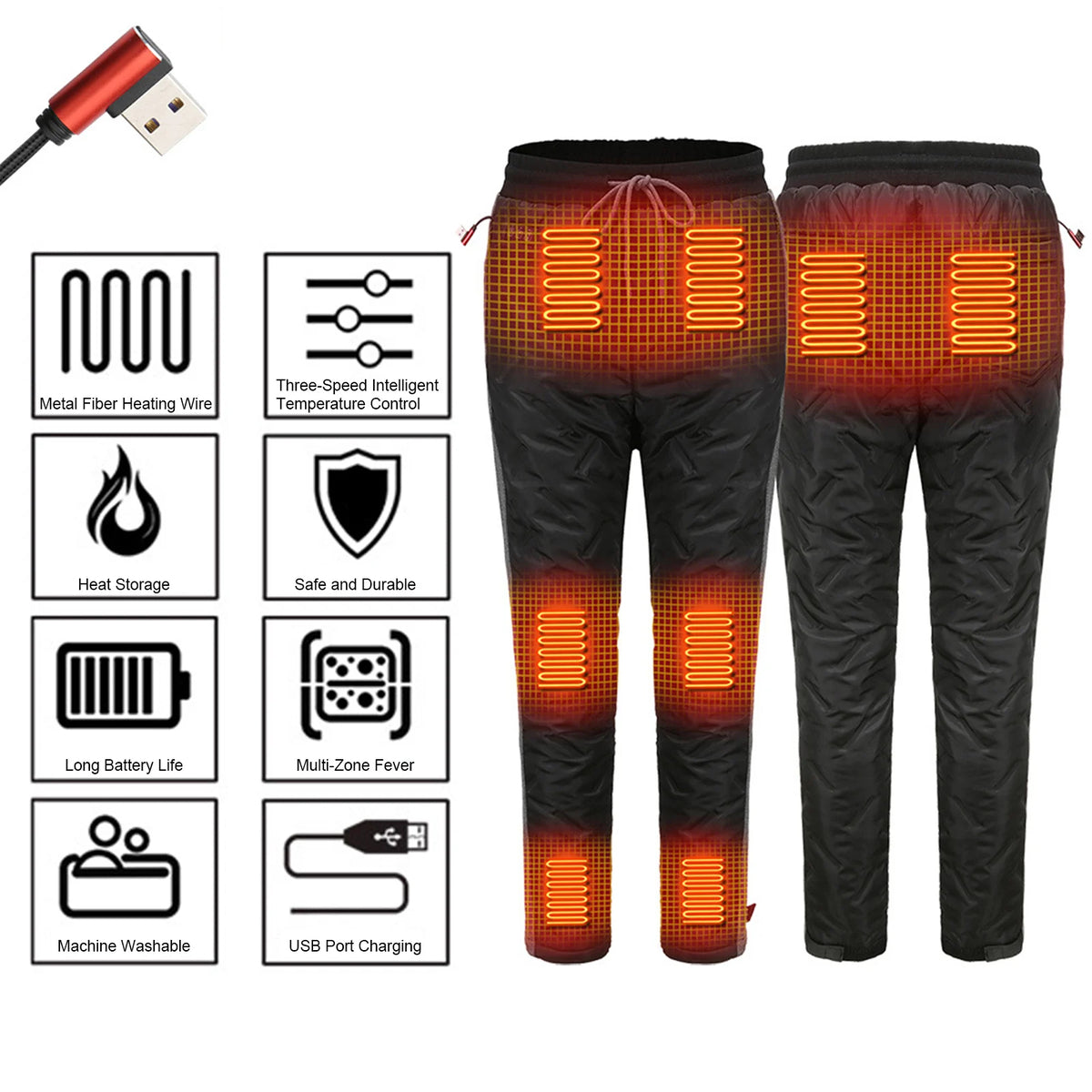 Heated Fleece Pants - USB Thermal Winter Trousers