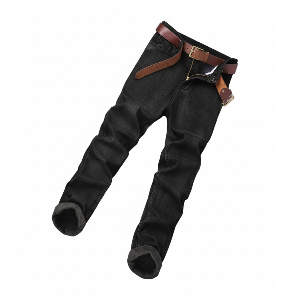 Men's Winter Fleece-Lined Jeans - Thermal Stretch Flannel Denim