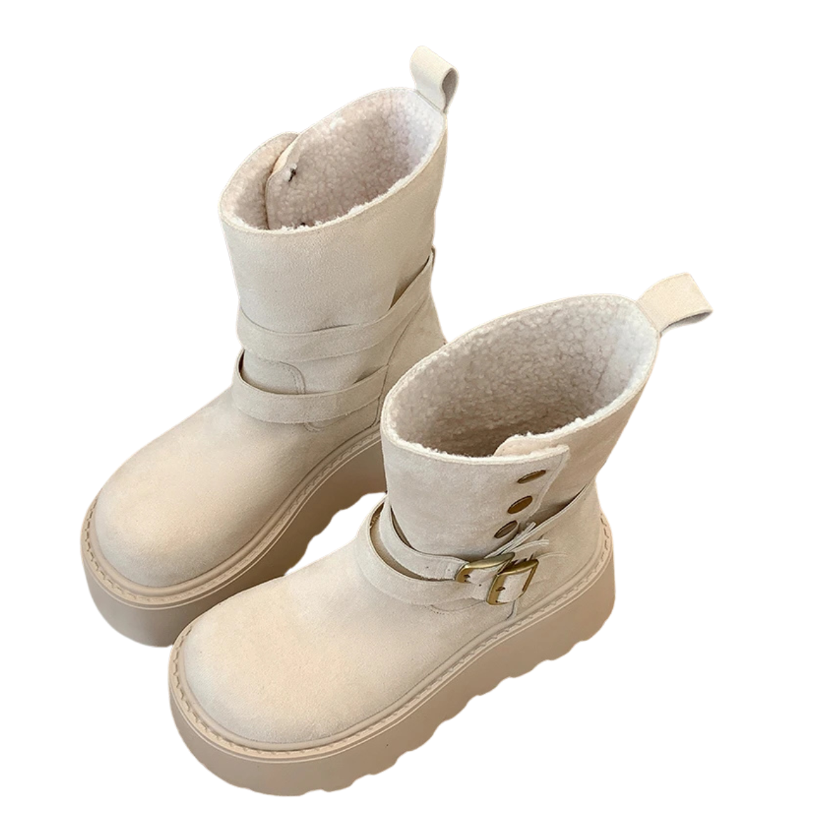 Women's Platform Snow Boots - Thick Bottom Fur Lined Outdoor Shoes