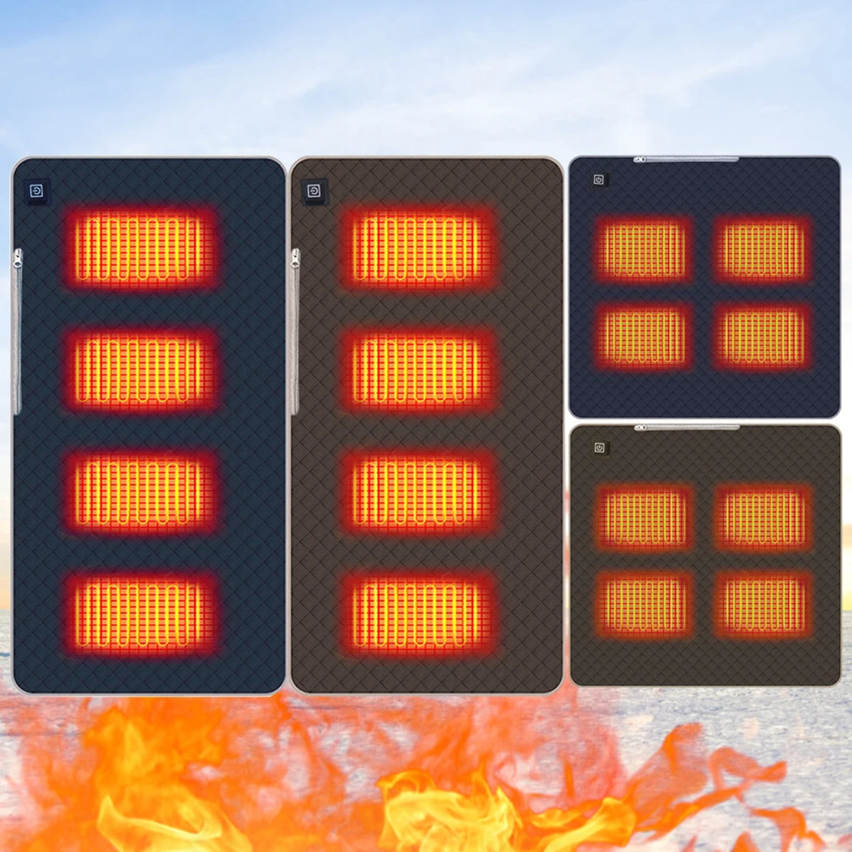 USB 4-Zone Heated Camping Chair Mat - Portable Warm Cushion