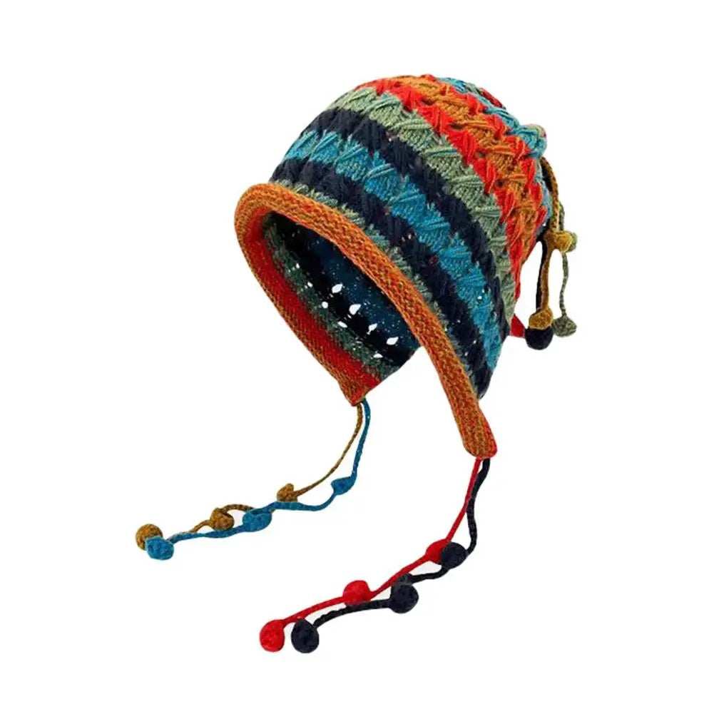 Women's Colorful Knit Beanie - Winter Warm Wool Hat with Ear Protection