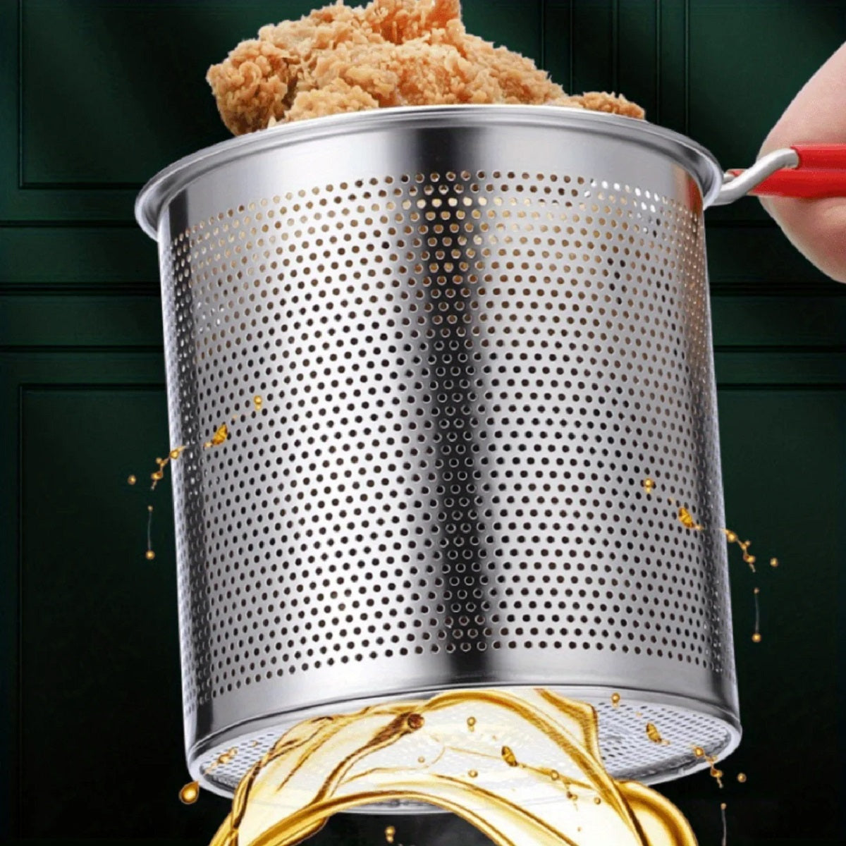 304 Stainless Steel Deep Fryer Pot - 3.2QT with Basket and Lid