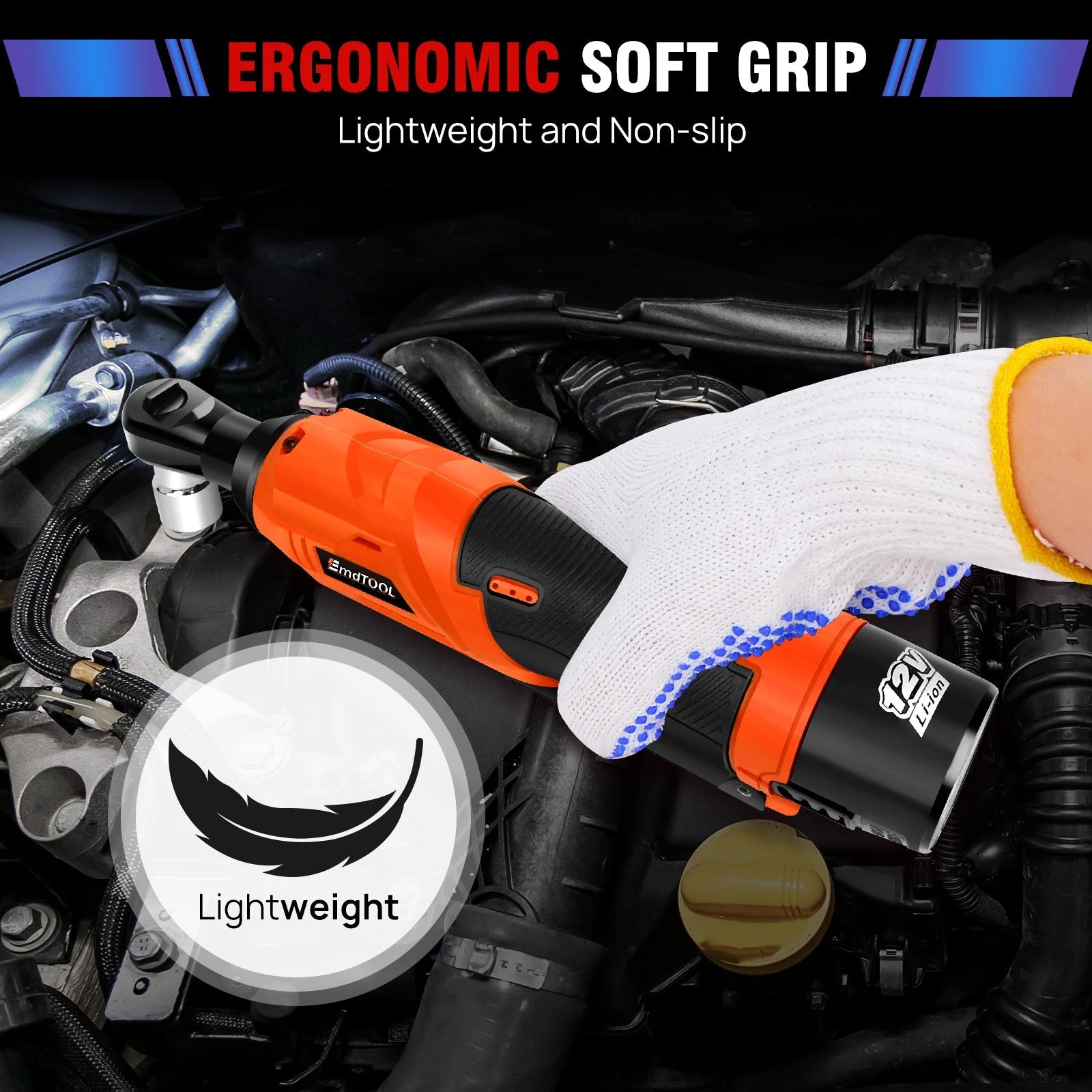 Cordless Electric Ratchet Wrench 12V - 3/8" with 2 Batteries and Sockets