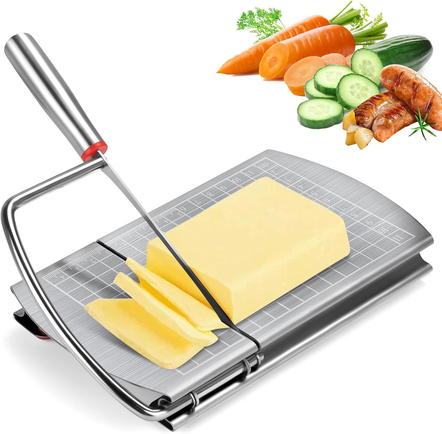 Stainless Steel Cheese Slicer - Multipurpose Cutter with Size Scale