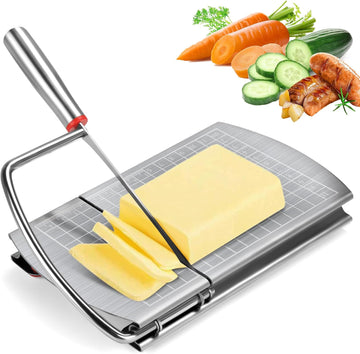 Stainless Steel Cheese Slicer - Multipurpose Cutter with Size Scale