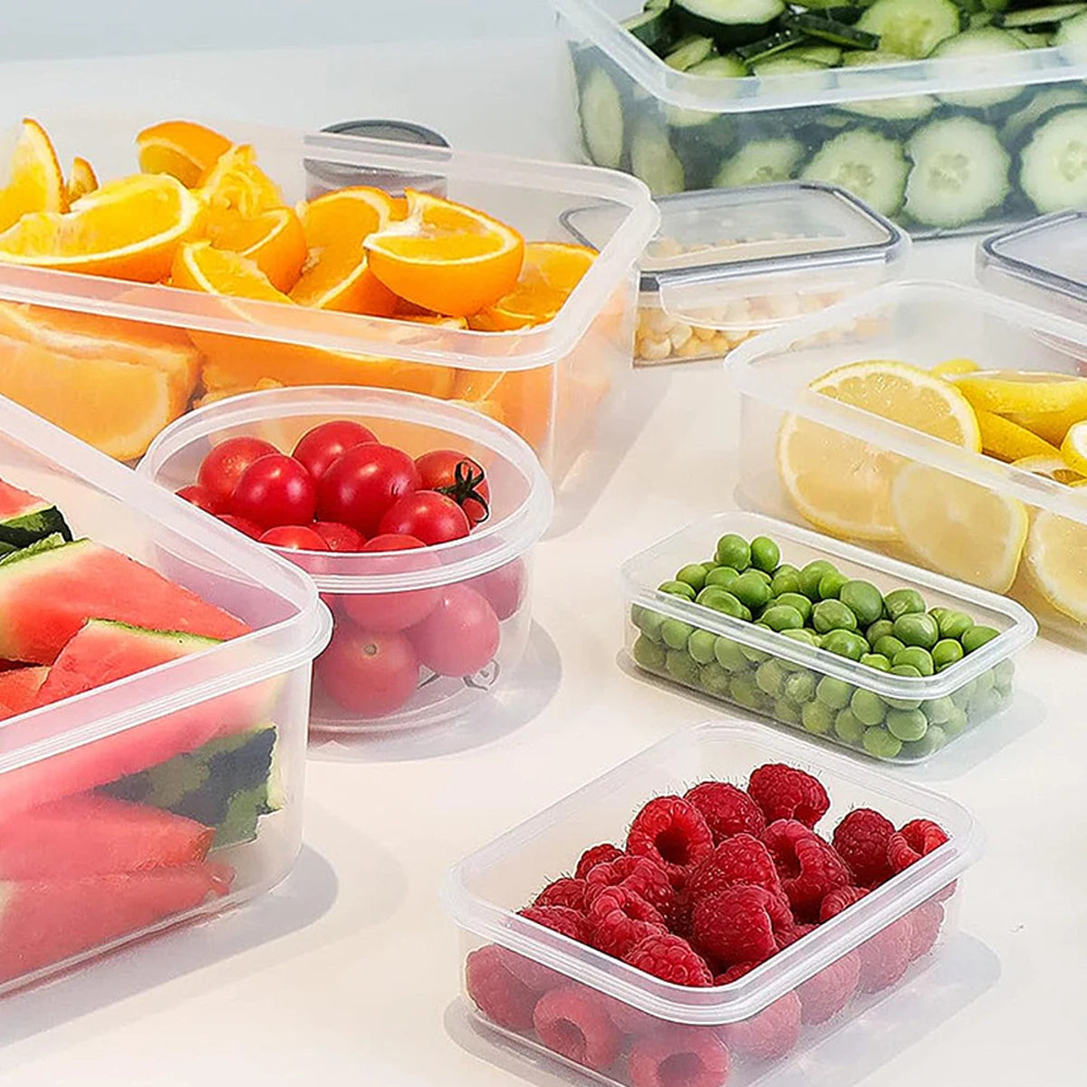 12-Piece Refrigerator Storage Box Set - Transparent Food Containers with Lids