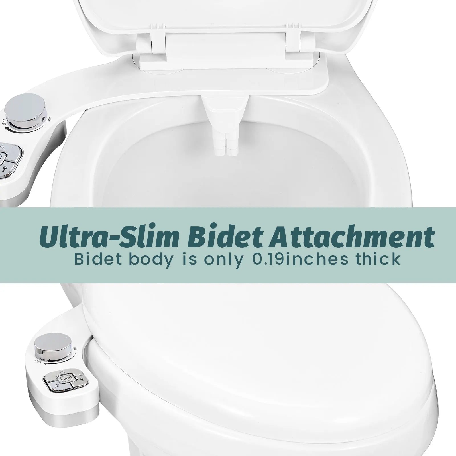 Non-Electric Bidet Attachment - Dual Nozzle Toilet Sprayer with Self-Cleaning