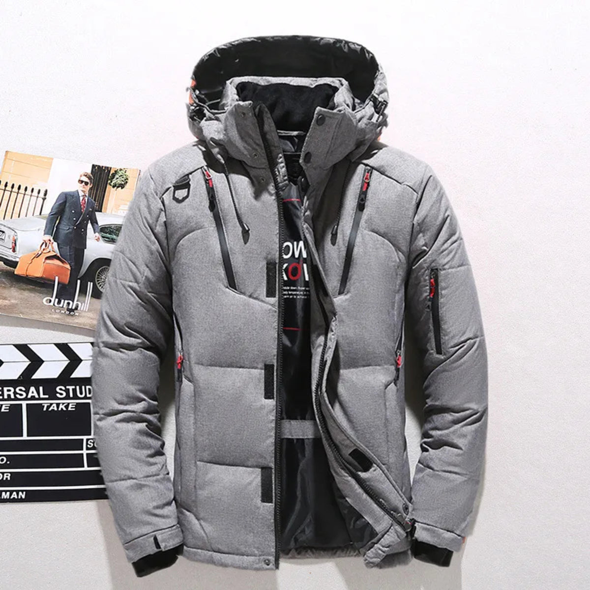 Men's Down Jacket - Hooded White Duck Warm Winter Coat